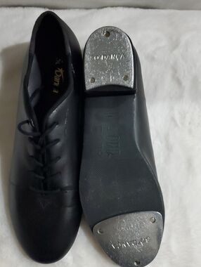 Black Leather Slip-On Tap Shoes